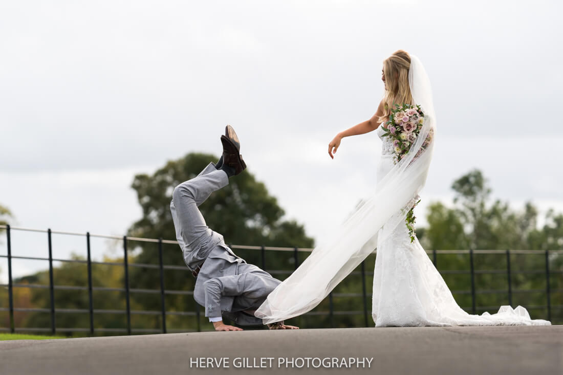 Groom on his knees